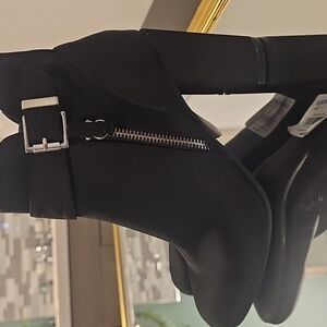 Unisa Black Ankle Boots with Silver Buckle